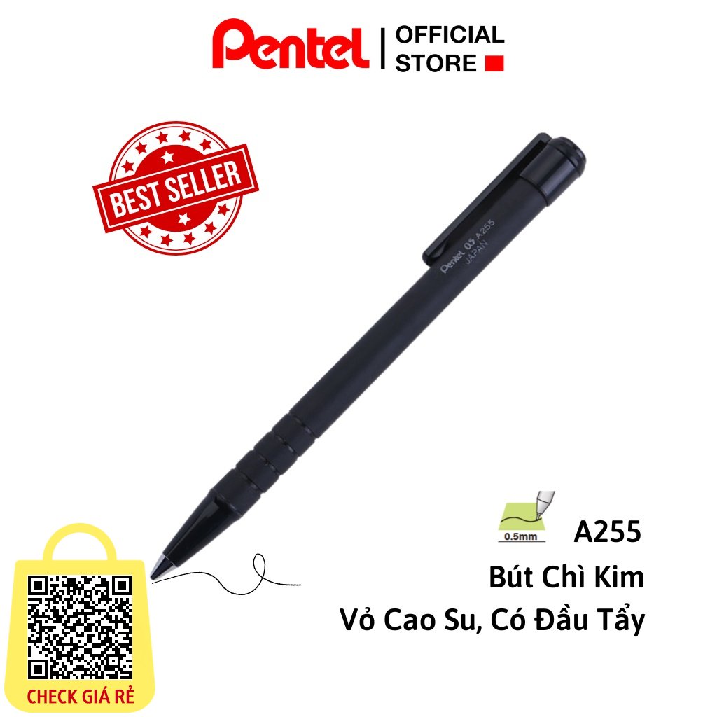 But Chi Kim Bam Pentel A255 Ngoi 0.5mm Tien Loi Nhap Khau Tu Nhat Ban