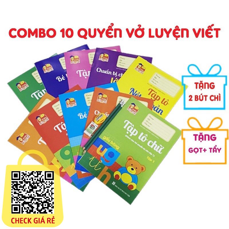 Bộ 10 Quyển Luyện Viết Tập Tô Chữ Cho Bé Mẫu Giáo