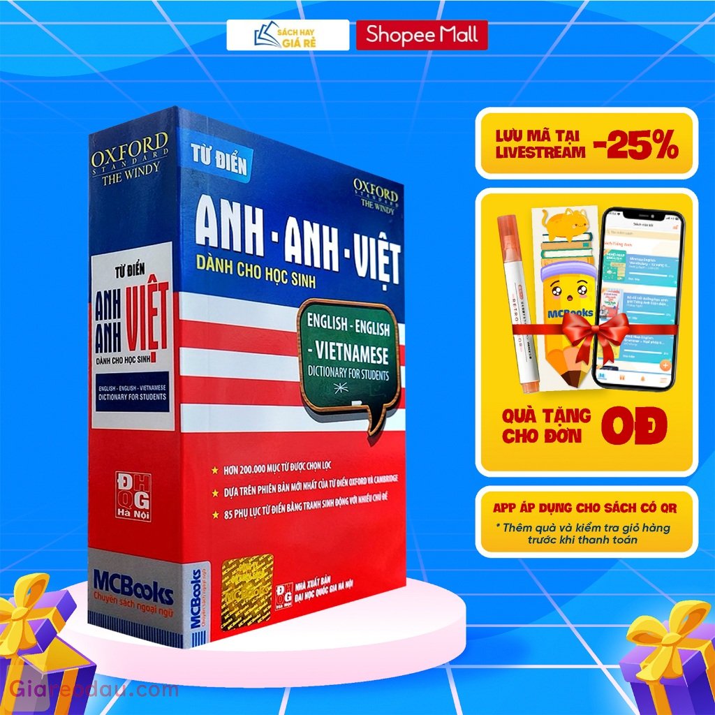 [LIFEMALL9915 - 12% đơn 99K] Sách Từ điển Anh-Anh-Việt dành cho học sinh (Tái bản 2020) - MCBooks