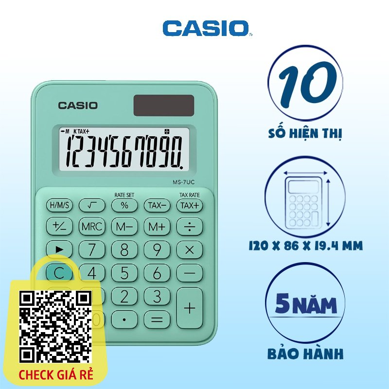 may tinh casio ms 7uc 5 mau hien thi 10 so