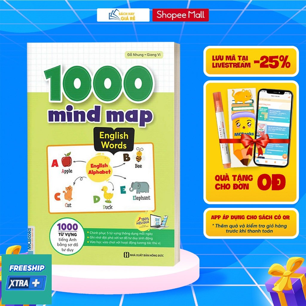 Sách 1000 mind map English words - 1000 từ vựng tiếng Anh bằng sơ đồ tư duy