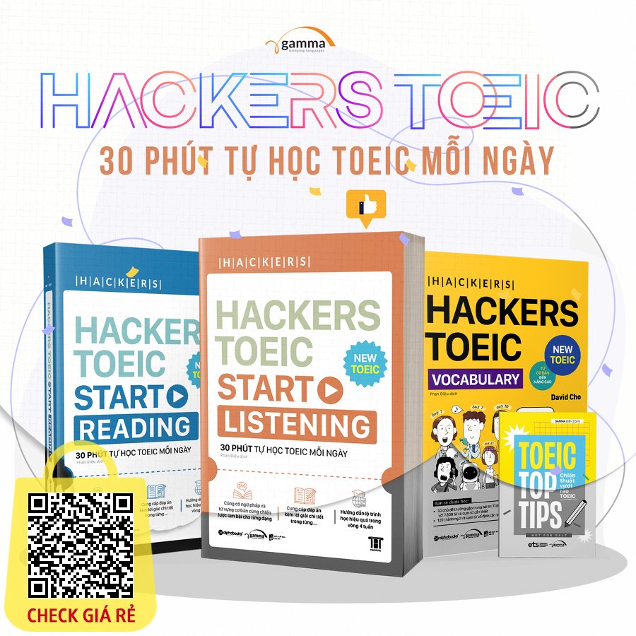 Sách Combo Hackers TOEIC : VOCABULARY + READING + LISTENING