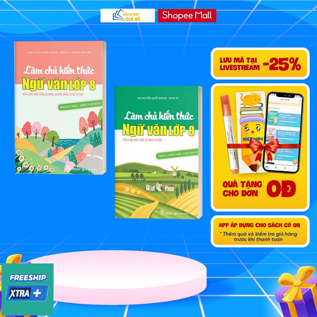 Sách Combo Làm chủ kiến thức ngữ văn lớp 8 - Học kèm app