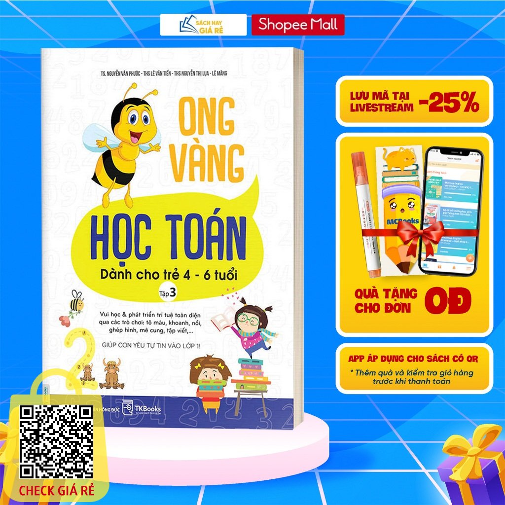 Sách Ong Vàng Học Toán Dành Cho Trẻ 4-6 tuổi tập 3 - Học Kèm App Online